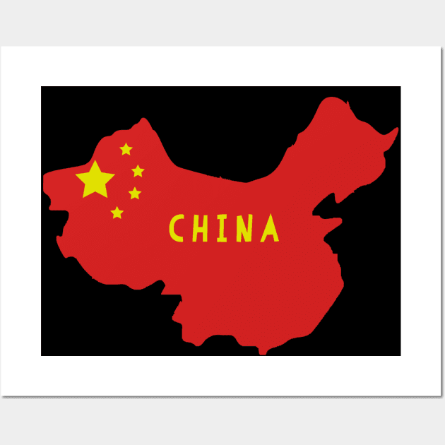 China map flag Wall Art by maro_00